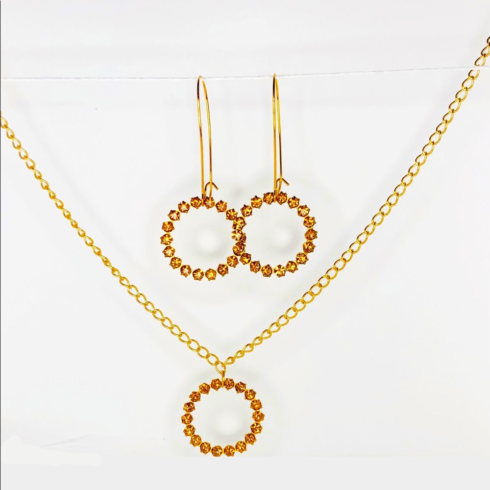 Brown Swarovski Matching Necklace and Earring Set